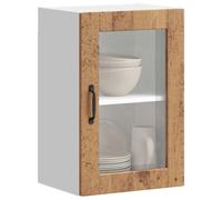 HOMTAKIE Armoire Murale de Cuisine avec Porte en Verre Porto Vieux Bois 1x Meuble vitré Mural (1 Porte) 40 cm