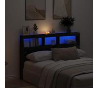 HOMTAKIE Armoire tête de lit avec LED chêne Noir 160x17x102 cm