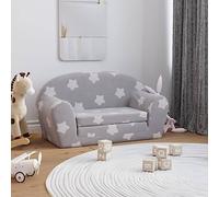 HOMTAKIE Canapé-lit Enfant 2 Places Gris Clair étoiles Peluche Douce