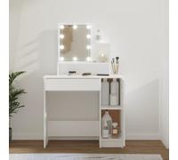 HOMTAKIE Coiffeuse avec LED Blanc 86,5x35x136 cm