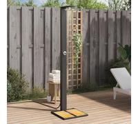 HOMTAKIE Douche de Jardin, Meuble de Jardin avec Poignée Rotative, Douche de Piscine Patio Arrière-Cour, Résine Tressée Bois Acacia (Noir)