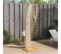 HOMTAKIE Douche d'Extérieur, Meuble de Jardin avec Poignée Rotative, Douche de Piscine Patio Arrière-Cour, Résine Tressée Bois Acacia (Beige)