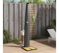 HOMTAKIE Douche d'Extérieur, Meuble de Jardin avec Poignée Rotative, Douche de Piscine Patio Arrière-Cour, Résine Tressée Bois Acacia (Noir)