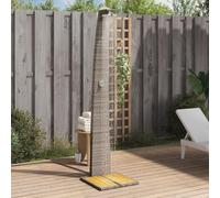 HOMTAKIE Douche d'Extérieur, Meuble de Jardin avec Poignée Rotative, Douche de Piscine Patio Arrière-Cour, Résine Tressée Bois Acacia (Gris)