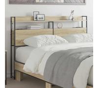 HOMTAKIE LED Tête de lit de Rangement Chêne Sonoma 120 cm Bois d'ingénierie