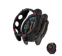 HOMTERN Coque conçue pour Garmin Fenix 8 47 mm AMOLED, coque en TPU souple et légère, résistante aux chutes, aux rayures, écran flexible, coque de protection intégrale, 1 noir et rouge
