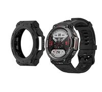 HOMTERN Coque pour Amazfit T-Rex 2 - Coque en silicone souple - Résistante aux chocs et aux rayures - Accessoires pour montre connectée Amazon T-Rex 2 uniquement - Noir