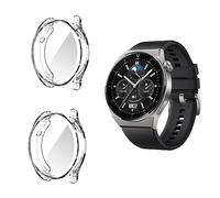 HOMTERN Lot de 2 coques de protection entièrement couvertes compatibles avec Huawei Watch GT 3 Pro 43 mm/46 mm en TPU souple et léger résistant aux chutes et aux rayures pour écran flexible -