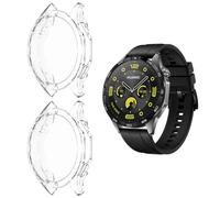 HOMTERN Lot de 2 coques pour Huawei Watch GT4 de 41 mm/46 mm, coque complète en TPU transparent et souple, résistante aux chocs et aux rayures, protection d'écran, accessoires pour montre connectée