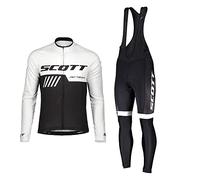 HOMTOL Combinaisons de cyclisme Hommes Ensemble maillot cycliste à manches courtes Maillot cycliste respirant + ensemble short cycliste avec coussinets de selle (Blanc-longues, 4XL)