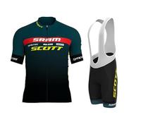 HOMTOL Combinaisons de Cyclisme Hommes Ensemble Maillot Cycliste à Manches Courtes Maillot Cycliste Respirant + Ensemble Short Cycliste avec Coussinets de Selle
