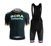 HOMTOL Combinaisons de cyclisme Hommes Ensemble maillot cycliste à manches courtes Maillot cycliste respirant + ensemble short cycliste avec coussinets de selle (Vert foncé, 3XL)