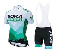HOMTOL Combinaisons de cyclisme Hommes Ensemble maillot cycliste à manches courtes Maillot cycliste respirant + ensemble short cycliste avec coussinets de selle (vert clair01, L)