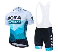 HOMTOL Combinaisons de Cyclisme Hommes Ensemble Maillot Cycliste à Manches Courtes Maillot Cycliste Respirant + Ensemble Short (FR/ES, Alpha/Lettres, XXL, Taille Normale, Taille Normale, Bleu)