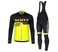 HOMTOL Combinaisons de cyclisme Hommes Ensemble maillot cycliste à manches courtes Maillot cycliste respirant + ensemble short cycliste avec coussinets de selle (Jaune-longues, S)