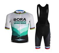 HOMTOL Combinaisons de cyclisme Hommes Ensemble maillot cycliste à manches courtes Maillot cycliste respirant + ensemble short cycliste avec coussinets de selle (vert clair02, 3XL)
