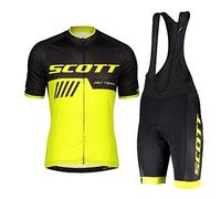 HOMTOL Combinaisons de Cyclisme Hommes Ensemble Maillot Cycliste à Manches Courtes Respirant Short Cycliste (FR/ES, Alpha/lettres, XXL, Taille normale, Taille normale, Jaune-court)
