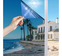 HOMTOL Film Fenêtre Anti Regard 75x200cm, Occultant Miroir, Anti UV et Chaleur, Electrostatique pour Bureau Magasin Maison, Bleu Argenté