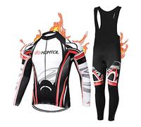 HOMTOL Maillot cycliste d'hiver en polaire thermique, manches longues Maillot cycliste en polaire thermique, manches longues Short cycliste avec rembourrage de siège 9D