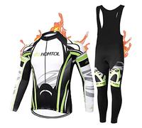 HOMTOL Maillot cycliste d'hiver en polaire thermique, manches longues Maillot cycliste en polaire thermique, manches longues Short cycliste avec rembourrage de siège 9D