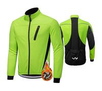 HOMTOL Veste de Vélo pour Hommes Doublure Polaire Imperméable Hiver Coupe-Vent Veste polaire pour le Cyclisme MTB (FR/ES, Alpha/lettres, L, Taille normale, Taille normale, Vert)