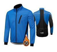 HOMTOL Veste de Vélo pour Hommes Doublure Polaire Imperméable Hiver Coupe-Vent Veste polaire pour le Cyclisme MTB (FR/ES, Alpha/lettres, L, Taille normale, Taille normale, Bleu)