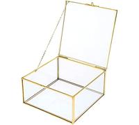 Homtone Boîte À Bijoux Transparent Bijoux Décoratifs Souvenir Affichage Organisateur Clair Rectangle Boîte Anneaux Bracelet Or Organisateur pour Mariage Fête D'anniversaire Décor (taille moyenne)