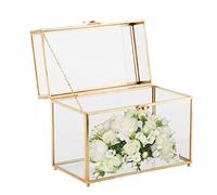 Homtone Grande boîte à cartes en verre faite à la main, rectangulaire en forme de terrarium géométrique en verre transparent pour réception de mariage, Wishwell, souvenir et décoration d'intérieur