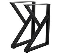 Homtone Lot de 2 pieds de table en métal robuste - En acier industriel - Pour table basse, banc, table à manger, bureau - Noir - 71 x 45 cm - Forme K