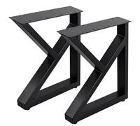 Homtone Lot de 2 pieds de table en métal robuste en acier rustique industriel pour table basse, table à manger, projet de meubles, noir (H x l x L) 40 x 45 cm - Forme K
