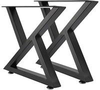 Homtone Lot de 2 Pieds de Table Métal, Pied de Table Industriel en Fer pour Table a Manger, Table Basse, Table Haute, Plan de Travail, Noir (40cm Tall - X Type)