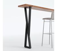 Homtone Lot de 2 Pieds de Table Métal, Pied de Table Industriel en Fer pour Table a Manger, Table Basse, Table Haute, Plan de Travail, Noir (H105 x W22cm - X-Shape)