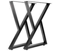 Homtone Lot de 2 Pieds de Table Métal, Pied de Table Industriel en Fer pour Table a Manger, Table Basse, Table Haute, Plan de Travail, Noir (71cm Tall - X Type)