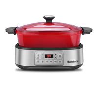 Homtone Mijoteuse électrique 6-en-1, 5,5L Multicuiseur Cocotte Amovible en Email, Revêtement Anti-adhésif en Céramique Saine Pour Cuisson Lente, Saisir, Sauter, Cuire à la Vapeur