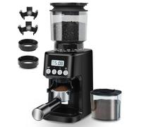 Homtone Moulin à Café Électrique, 51 Niveaux de Mouture Réglables, Broyeur à Meule Conique en Acier Inoxydable, Antistatique, pour Espresso, Café Filtré, French Press, 160 W (Noir)
