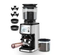 Homtone Moulin à Café Électrique à Meule Conique - Broyeur à café avec 51 Réglages de Mouture, Support Amovible, Récipient Inclus - Pour Espresso, Café Filtre, Infusion à Froid (Argent)