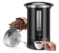 Homtone percolateur à café 120 tasses/18L à double paroi, percolateur industriel avec filtre rond et robinet, distributeur d'Eau Chaude pour Café, Thé, 1500W (Noir)