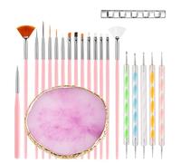 HomTop Lot de 22 outils pour nail art - Palette de résine pour nail art - Stylo de gravure en acrylique et silicone - Kit de pointillage pour nail art - Rose