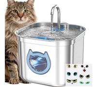 Homtyler Fontaine à eau automatique de luxe pour chat pour animaux de compagnie, 2,2 L, distributeur d'eau pour chien en acier inoxydable avec filtre, sans BPA et silencieux, avec lumière LED, facile