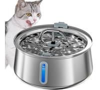 Homtyler Fontaine à eau pour chat - En acier inoxydable - Pompe ultra silencieuse - 2 l - Distributeur automatique d'eau pour chien - 2 sorties