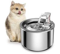Homtyler Fontaine à Eau pour Chat Fontaine à Eau en Acier Inoxydable pour Animaux domestiques Pompe Ultra silencieuse 2 L Distributeur Automatique pour Chien Fontaine à Eau pour Animaux de Compagnie