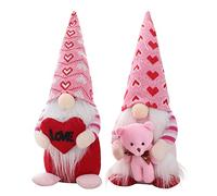 HOMU M. et Mme Saint Valentin Gnome Gonks Décorations, Poupées en Peluche Gnome de la Saint-Valentin à la main avec Ours et Signe de Coeur d'Amour, Suédois Tomte Elf Nain, Cadeau de la Saint-Valentin