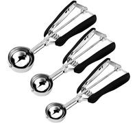 HOMURE H Lot de 3 cuillères à biscuits, comprenant 1 cuillère à soupe, 2 cuillères à soupe, 3 cuillères à soupe, cuillères à biscuits pour la cuisson, en acier inoxydable 18/8, bonne adhérence