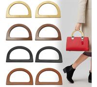 HOMURY 8 Pièces Poignées en Bois en Forme de D - 12 x 8,5 cm de Rechange pour Sac à Main DIY, à Provisions et de Plage