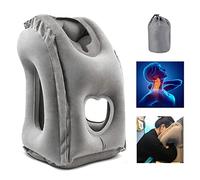 HOMURY Coussin de voyage gonflable - Coussin de nuque - Oreiller gonflable portable - Coussin de soutien cervical - Confortable - Supporte la tête et le menton pour la voiture, l'avion, le train, les