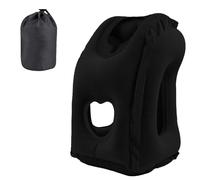 HOMURY Coussin de voyage gonflable - Coussin de voyage gonflable - Confortable - Soutient la tête et le menton - Pour voiture, avion, voyage en train, camping (noir)