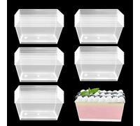 HOMURY Gobelets en Plastique Rectangulaires pour Dessert - 50 Pièces, 140 ml, Boîte Cadeau Réutilisable pour Pudding et Mousse