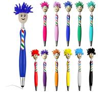 HOMURY Lot de 12 stylos à bille, en microfibre, nettoyant pour écran, rétractables, amusants, tête de serpillère, créatifs, pour adultes et enfants (12 couleurs)