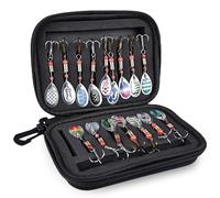 HOMURY Lot de 16 leurres de pêche spinner avec sac à main, leurres artificiels à paillettes avec hameçon triplé, pour truite, perche, brochet, sandre, walleye
