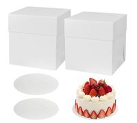 HOMURY Lot de 2 boîtes : boîtes en carton pour gâteaux, blanches, de transport, 30,5 cm x 30,5 cm x 30,5 cm